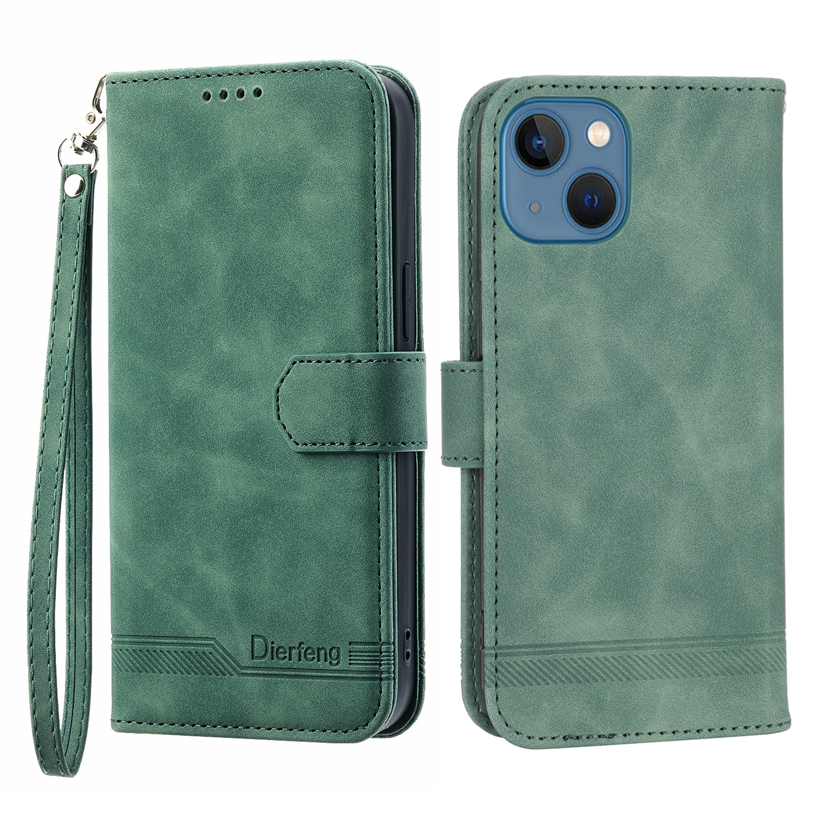 DIERFENG DF-03 Anti-fall Phone Cover for iPhone 13 6.1 inch, Stand Wallet PU Leather Lines Imprinted Anti-scratch Phone Case - Pink DIERFENG DF-03 Anti-fall Phone Cover for iPhone 13 6.1 inch, Stand Wallet PU Leather Lines Imprinted Anti-scratch Phone Case - Pink